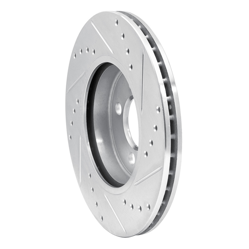 Mini Cooper Clubman Brake Rotor (1) - Front Left - R1 Concepts - Drilled & Slotted - Silver - `07-`15